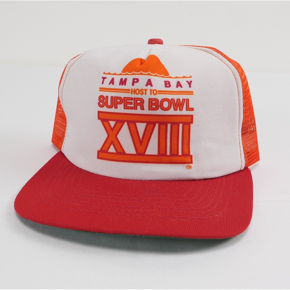 VTG 80s New Era Super Bowl XVIII Tampa Bay Trucker Hat NFL Snapback Rare "Host"